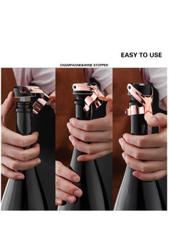 SYOSI 2 Pack Rosegold Bottle Stoppers Stainless Steel with Food Grade Silicone Leak Proof Keep Fresh Reusable Saver  - Image 3