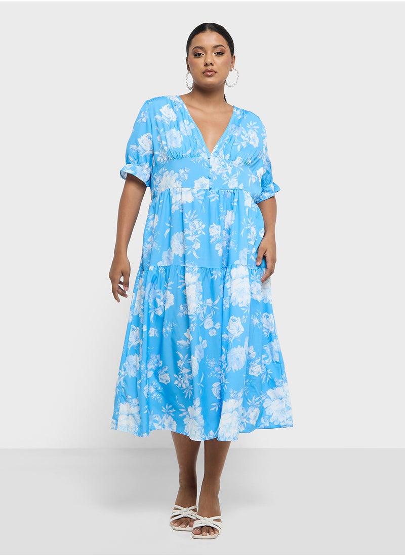 Ginger Plus - Printed A Line Maxi Dress - Image 1