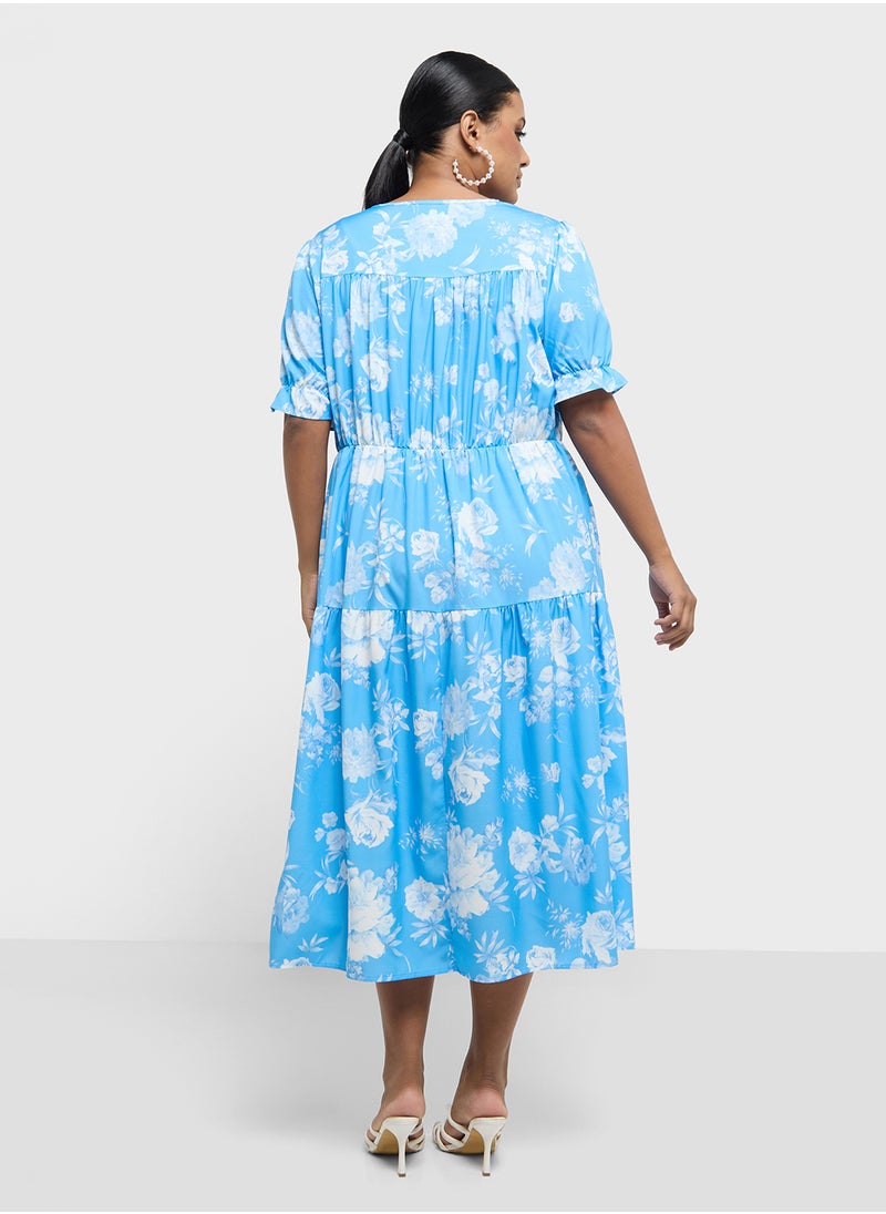 Ginger Plus - Printed A Line Maxi Dress - Image 1