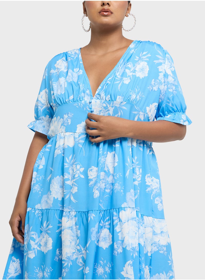 Ginger Plus - Printed A Line Maxi Dress - Image 1