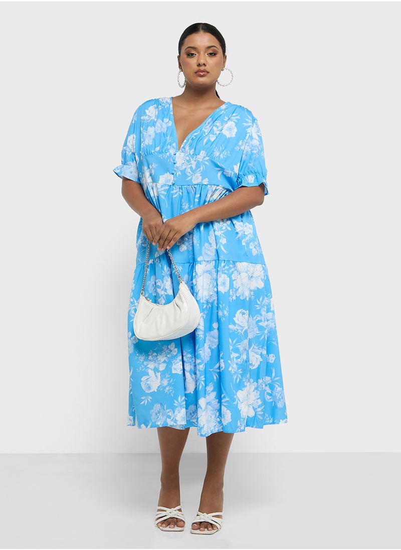Ginger Plus - Printed A Line Maxi Dress - Image 1