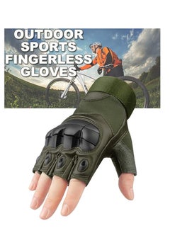 Cool Baby Style Men's Road Cycling Gloves Outdoor Sports Half Finger Non-slip Camping Cycling Gloves Carbon Fiber Gloves Green  - Image 4