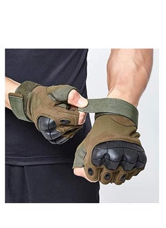 Cool Baby Style Men's Road Cycling Gloves Outdoor Sports Half Finger Non-slip Camping Cycling Gloves Carbon Fiber Gloves Green  - Image 5