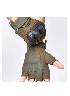 Cool Baby Style Men's Road Cycling Gloves Outdoor Sports Half Finger Non-slip Camping Cycling Gloves Carbon Fiber Gloves Green  - Image 2