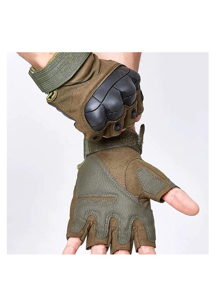 Cool Baby Style Men's Road Cycling Gloves Outdoor Sports Half Finger Non-slip Camping Cycling Gloves Carbon Fiber Gloves Green  - Image 2