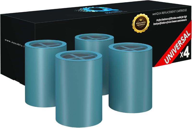 WEAQUA NO BS Shower Filter Replacement Cartridge – 99% Removal of Hard Water, Chlorine, Heavy Metals, Fluoride & More – Universal Fit – High Output (4-Pack) - Image 1