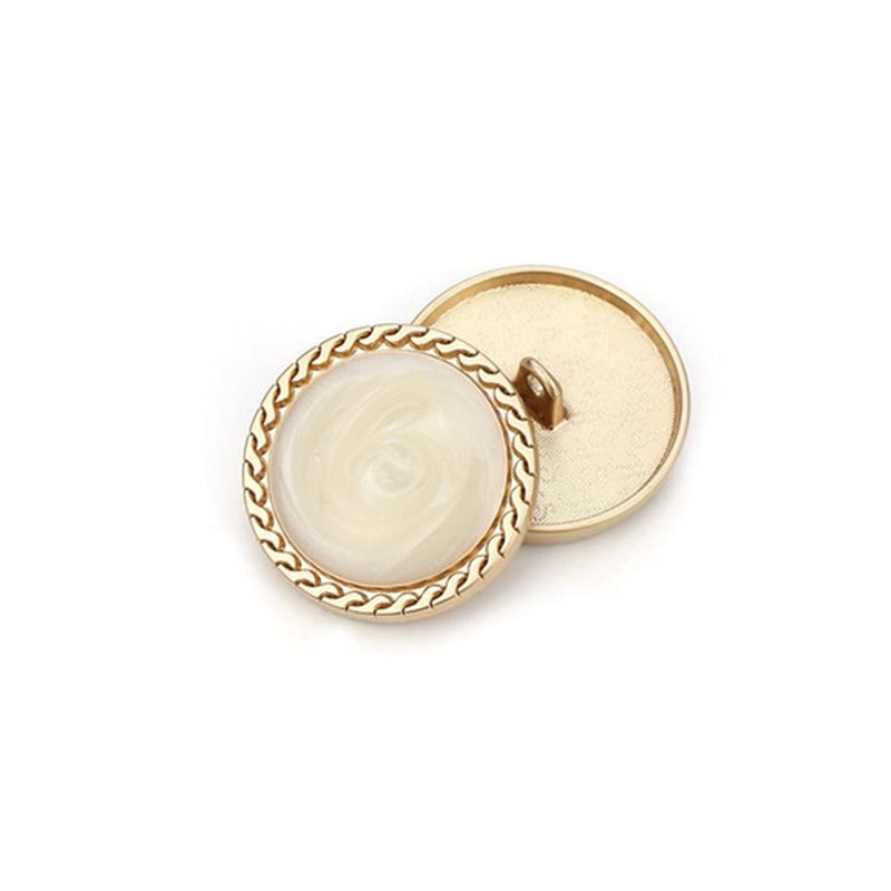 vingol 5 PCS Vintage Gold Womens Buttons for Clothing Decoration Metal Coat Button DIY Sewing Craft Accessories White 15mm 