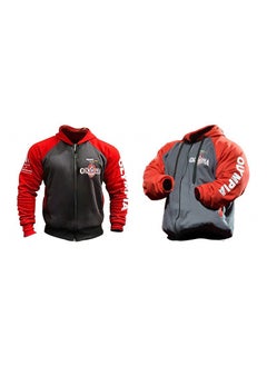 Generic 2019 New Olympia Fitness Hoodie Cotton Print Zip Sweatshirt Gray with red zipper shirt 