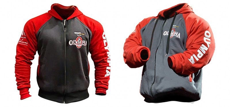 Generic 2019 New Olympia Fitness Hoodie Cotton Print Zip Sweatshirt Gray with red zipper shirt