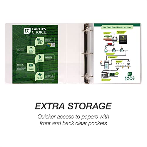 Samsill Plant-Based 3 Inch Durable Round Ring, Made in USA, View Binder, Eco-Friendly, USDA Certified Biobased, 4 Pack, White - Image 4