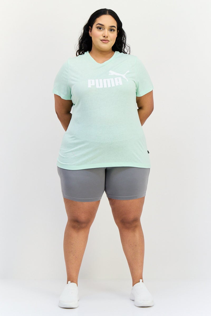 PUMA تي شيرت تدريب للنساء بشعار العلامة التجارية، أخضر نعناعي - Image 2