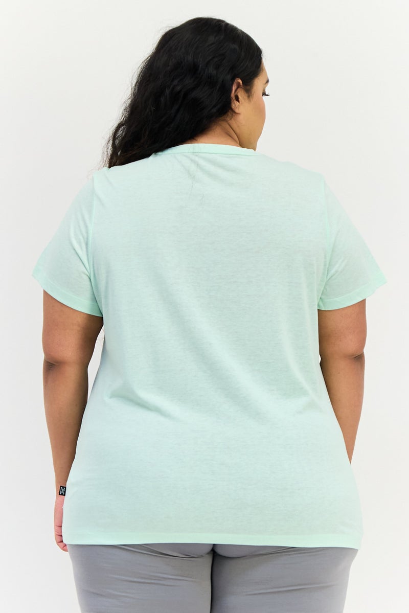 PUMA تي شيرت تدريب للنساء بشعار العلامة التجارية، أخضر نعناعي - Image 4