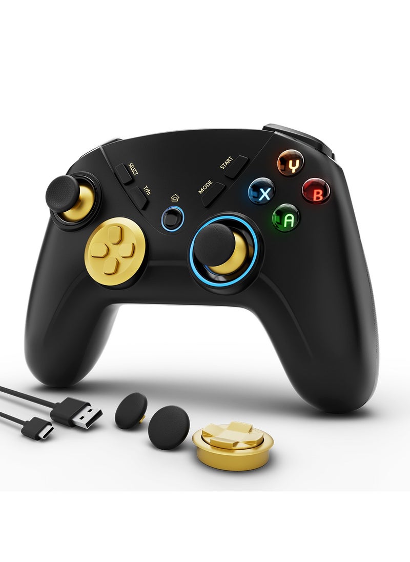 ماركة غير محددة - لوحة ألعاب لاسلكية مناسبة لجهاز Switch والكمبيوتر الشخصي وأجهزة Android، تحاكي الاهتزاز الحقيقي والأزرار الدقيقة، وحدة تحكم ألعاب رائعة للأطفال والكبار، لون أسود - Image 1