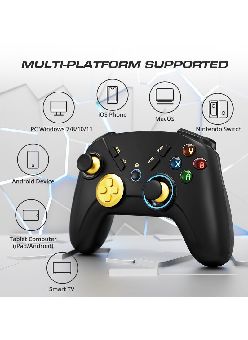 ماركة غير محددة - لوحة ألعاب لاسلكية مناسبة لجهاز Switch والكمبيوتر الشخصي وأجهزة Android، تحاكي الاهتزاز الحقيقي والأزرار الدقيقة، وحدة تحكم ألعاب رائعة للأطفال والكبار، لون أسود - Image 1