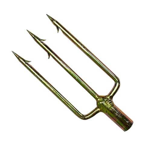 Scuba Choice 3-Prong Spearfishing Harpoon Tip 8mm Stainless Steel – Chrome Gold Barbed Fork Spearhead for Precision, Accuracy & Durability, 5" x 2" Threaded - Efficient Underwater Hunting Fishing - Image 1