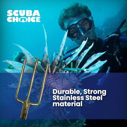 Scuba Choice 3-Prong Spearfishing Harpoon Tip 8mm Stainless Steel – Chrome Gold Barbed Fork Spearhead for Precision, Accuracy & Durability, 5" x 2" Threaded - Efficient Underwater Hunting Fishing - Image 4