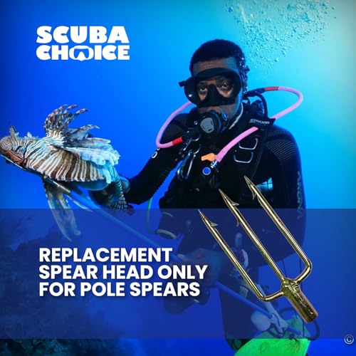 Scuba Choice 3-Prong Spearfishing Harpoon Tip 8mm Stainless Steel – Chrome Gold Barbed Fork Spearhead for Precision, Accuracy & Durability, 5" x 2" Threaded - Efficient Underwater Hunting Fishing - Image 2