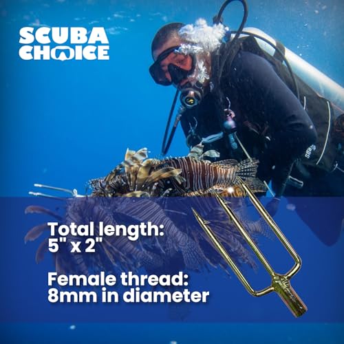 Scuba Choice 3-Prong Spearfishing Harpoon Tip 8mm Stainless Steel – Chrome Gold Barbed Fork Spearhead for Precision, Accuracy & Durability, 5" x 2" Threaded - Efficient Underwater Hunting Fishing - Image 3
