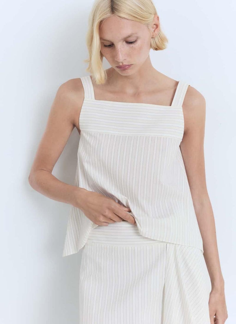 MANGO Striped Strapless Top  - Image 5
