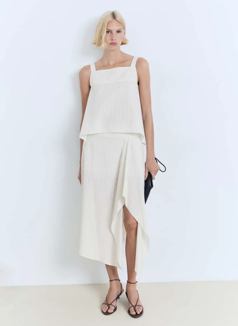 MANGO Striped Strapless Top