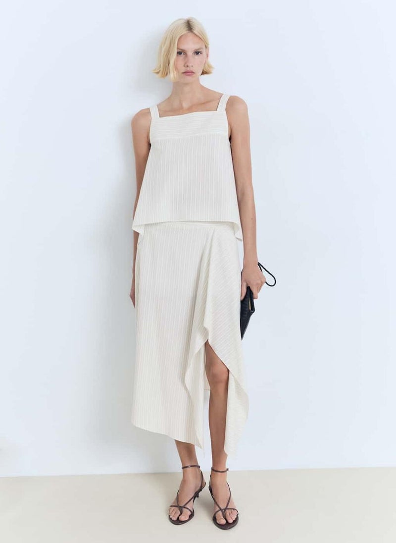 MANGO Striped Strapless Top  - Image 1