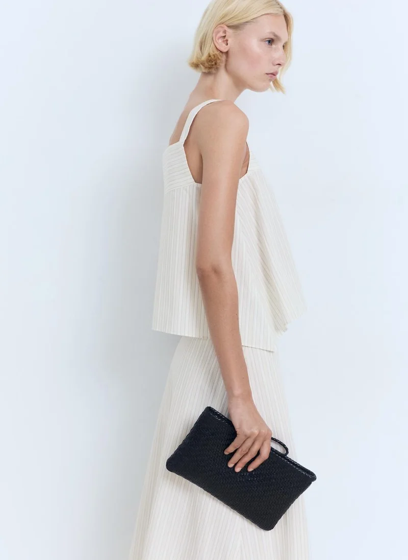 MANGO Striped Strapless Top
