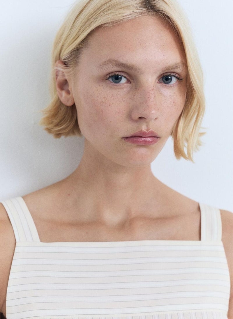 MANGO Striped Strapless Top  - Image 4