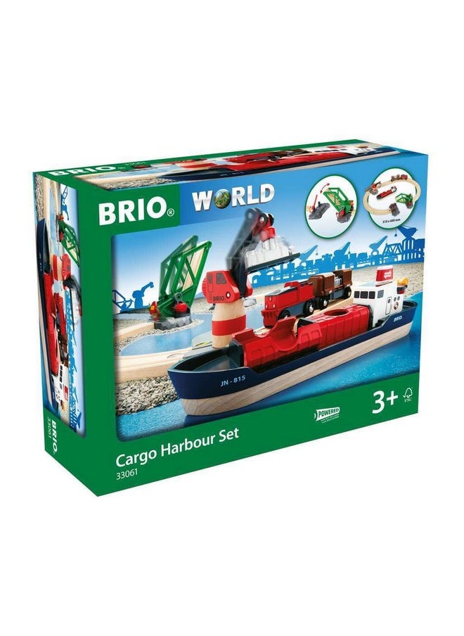 Brio BRIO World - 33061 Cargo Harbor Set | 16-Piece Train Set with Accessories Wooden Tracks | Ideal Gift for Kids Aged 3+ | Certified Sustainable Materials  - Image 1