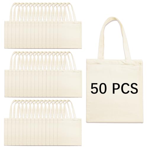 ORJ 50 PCS 13 x 15 Inch Sublimation Blank Canvas Bags Bulk, Tote Bags for Sublimation, Canvas Tote Bags DIY Custom Shopping Bag - Image 1