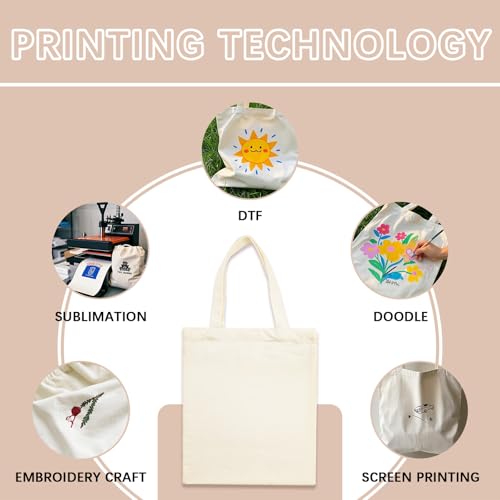 ORJ 50 PCS 13 x 15 Inch Sublimation Blank Canvas Bags Bulk, Tote Bags for Sublimation, Canvas Tote Bags DIY Custom Shopping Bag - Image 5