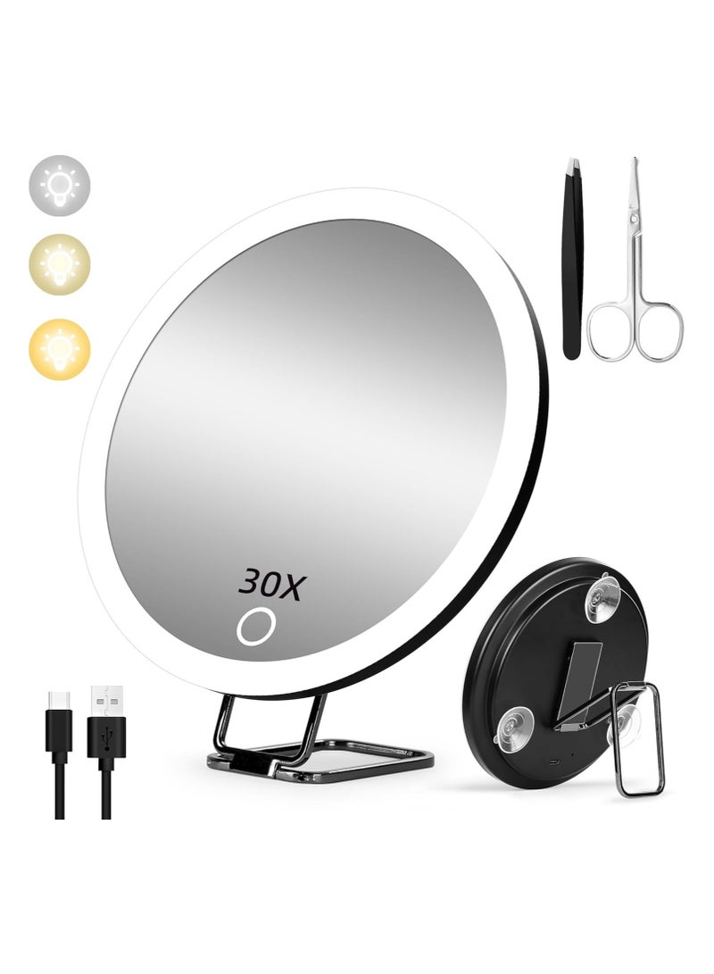 general Lighted Magnifier, Large 6’ Rechargeable Illuminated 30x Magnifier with Suction Cup and Desktop Stand, Dimmable in 3 Colour Modes - Image 1