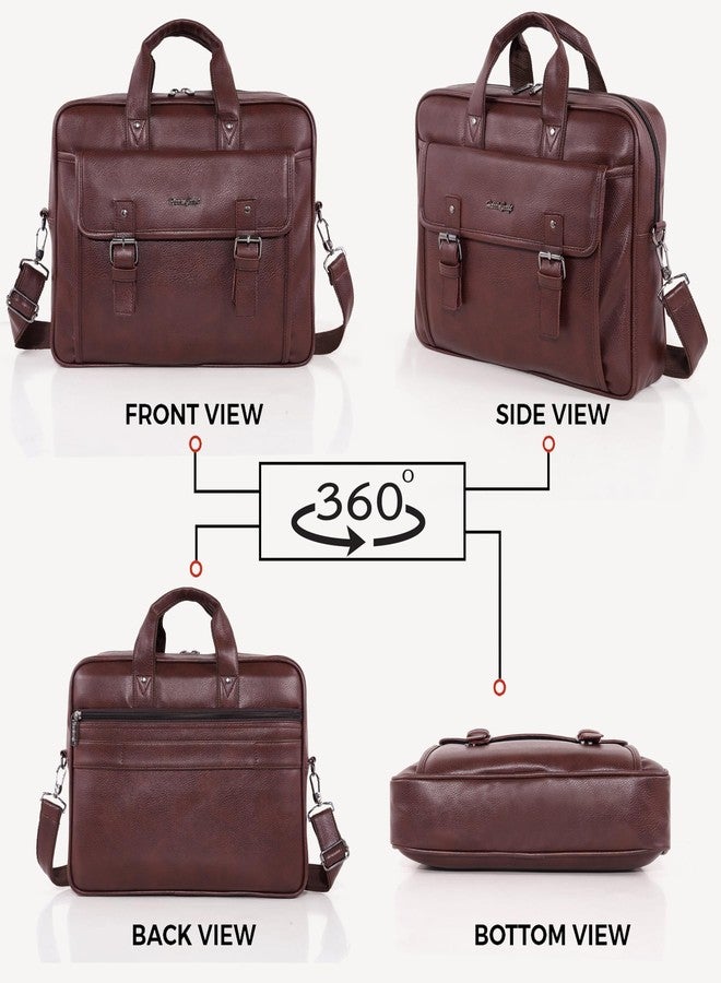 Hard Craft Vegan Leather Office Laptop Messenger and Shoulder Side Sling Hand Bag For Men Corporate Executive Briefcase Bag For Man Supports Laptop Upto 15.6 inches (Brown) - Image 4