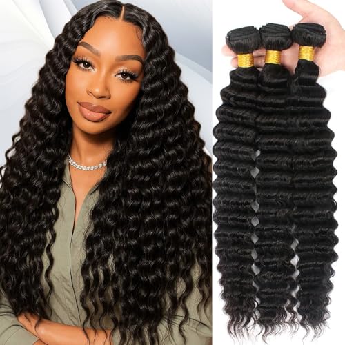 ROYAL IMPRESSION 12A Deep Wave Bundles Human Hair 12 14 16 300g 100 Real Human Hair 3X Longer Lifespan 100 Unprocessed Brazilian Virgin Hair Pineapple Deep Wave Human Hair Weave Bundles Natural Color - Image 2