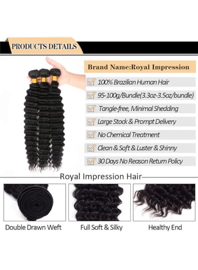 ROYAL IMPRESSION 12A Deep Wave Bundles Human Hair 12 14 16 300g 100 Real Human Hair 3X Longer Lifespan 100 Unprocessed Brazilian Virgin Hair Pineapple Deep Wave Human Hair Weave Bundles Natural Color - Image 4