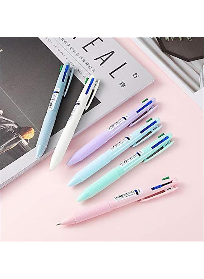 Arabest 6 Pieces Multicolor Ballpoint Pen, 4-in-1 Colored Ballpoint Pen Smooth Retractable Ballpoint Pens 4 Color Pen in One for School Students Classroom Supplies Planner Journaling, Assorted Ink 0.5 mm - Image 2