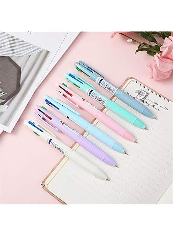 Arabest 6 Pieces Multicolor Ballpoint Pen, 4-in-1 Colored Ballpoint Pen Smooth Retractable Ballpoint Pens 4 Color Pen in One for School Students Classroom Supplies Planner Journaling, Assorted Ink 0.5 mm - Image 3