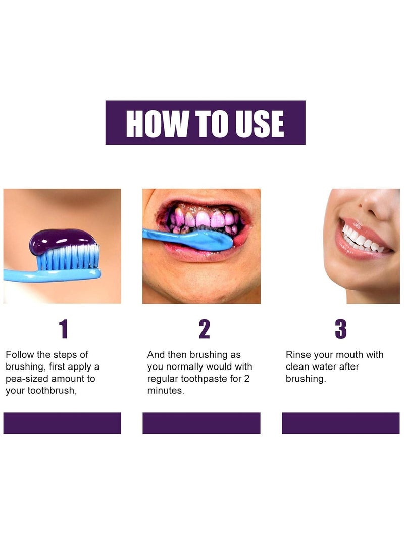 EELHOE Purple Corrector 50ml, Teeth Whitening Toothpaste, Tooth Stains Removal, Color Corrector for Yellow Teeth Cleaning, Teeth Whitening Cream for Fresh Breath and Oral Hygiene  - Image 3