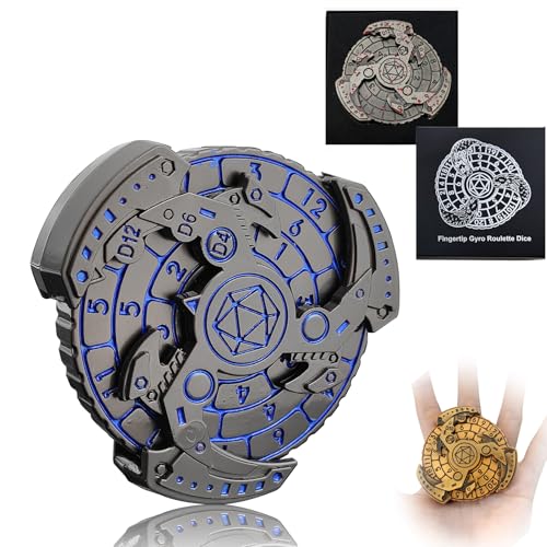 FLUEFOWL Shadow Roulette Dice Spinner for DND Dice Set Dragon Metallic DD Dice with Gift Case for DND Game RPG Role Playing Table Game Gifts Blue Silver - Image 1