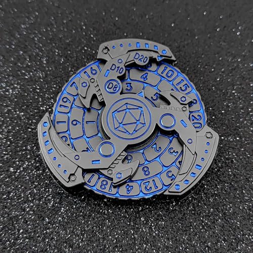 FLUEFOWL Shadow Roulette Dice Spinner for DND Dice Set Dragon Metallic DD Dice with Gift Case for DND Game RPG Role Playing Table Game Gifts Blue Silver - Image 5