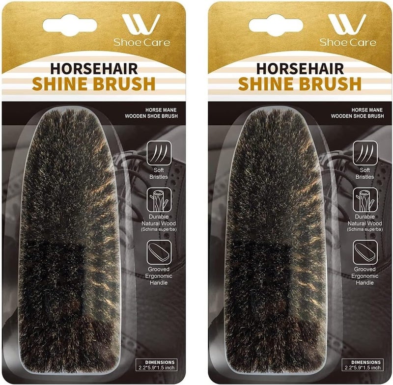 WBM Care Shoe Brush Protects Leather from Scuffs and Scratches Best for All Kind of Leather Surfaces Shoe Cleaner Horsehair Boot Brush Pack of 2 6308A2PCS  - Image 1