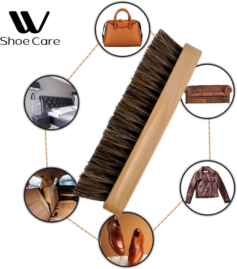 WBM Care Shoe Brush Protects Leather from Scuffs and Scratches Best for All Kind of Leather Surfaces Shoe Cleaner Horsehair Boot Brush Pack of 2 6308A2PCS  - Image 3