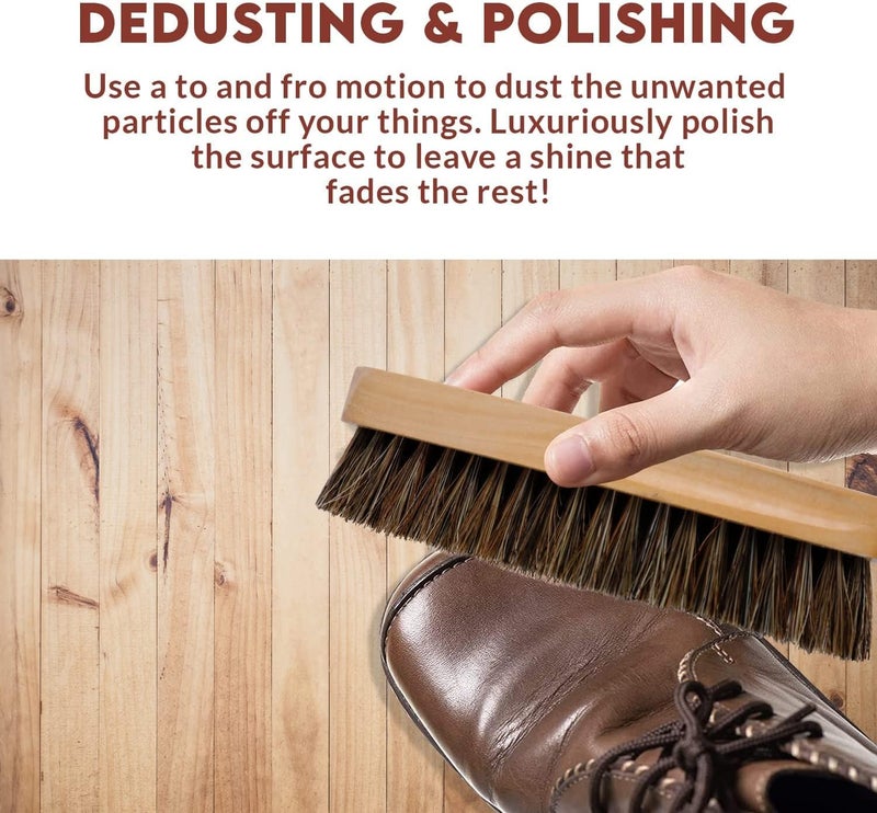 WBM Care Shoe Brush Protects Leather from Scuffs and Scratches Best for All Kind of Leather Surfaces Shoe Cleaner Horsehair Boot Brush Pack of 2 6308A2PCS  - Image 4