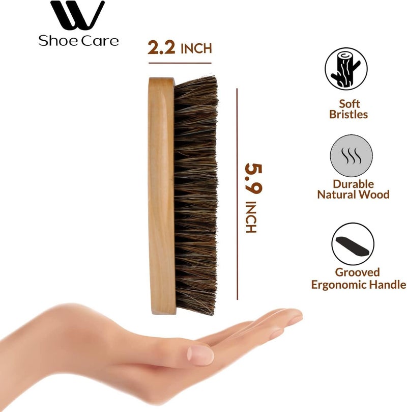 WBM Care Shoe Brush Protects Leather from Scuffs and Scratches Best for All Kind of Leather Surfaces Shoe Cleaner Horsehair Boot Brush Pack of 2 6308A2PCS  - Image 5