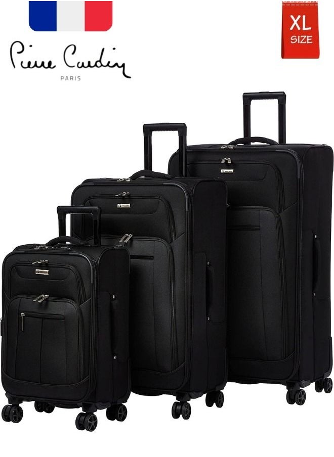 pierre cardin - XL Size Softside Luggage Set of 3 Ultra Light Weight 4 Wheels TSA Approved - Image 1
