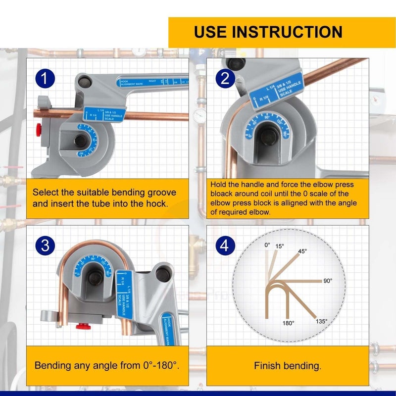 ISC 3-in-1 Tubing Bender 180° Tube Bending Tool with Pipe Cutter – Versatile Grey Pipe Bender for Metal Tubes – Durable and Precision Tool for Professional Use - Image 2