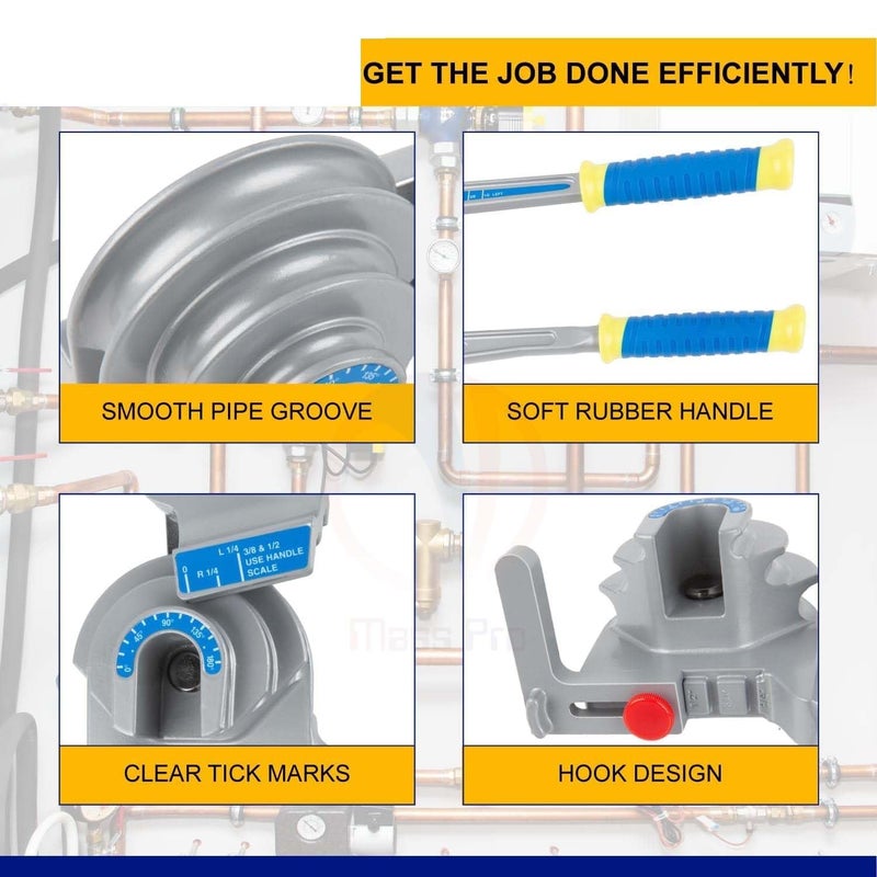 ISC 3-in-1 Tubing Bender 180° Tube Bending Tool with Pipe Cutter – Versatile Grey Pipe Bender for Metal Tubes – Durable and Precision Tool for Professional Use - Image 3