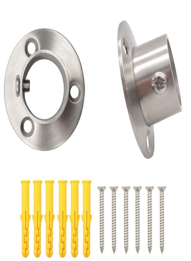 ZLYY 25mm /1 Inch Dia Shower Curtain Rod Flange Mount Socket Bracket, Satin Nickel of 2 Kit. - Image 1