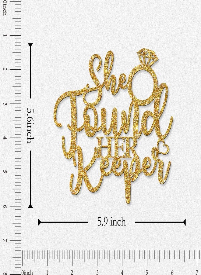 WeBenison She Found Her Keeper Cake Topper/Wedding Cake Topper/Engagement/Bridal Shower/Bachelorette Party Decorations Mixed Gold Glitter - Image 2