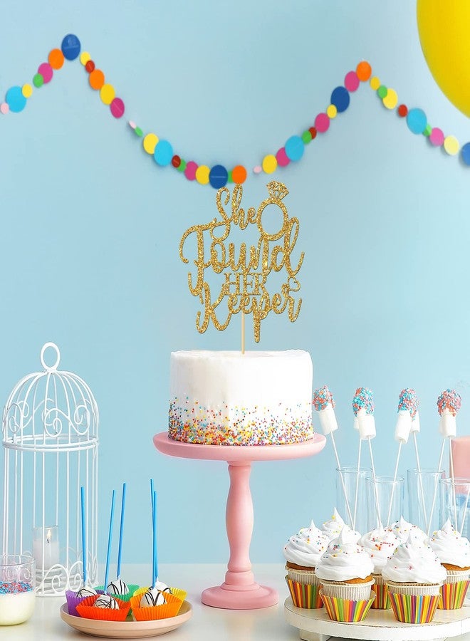 WeBenison She Found Her Keeper Cake Topper/Wedding Cake Topper/Engagement/Bridal Shower/Bachelorette Party Decorations Mixed Gold Glitter - Image 4