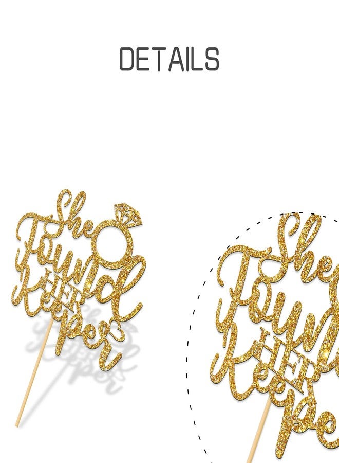 WeBenison She Found Her Keeper Cake Topper/Wedding Cake Topper/Engagement/Bridal Shower/Bachelorette Party Decorations Mixed Gold Glitter - Image 3